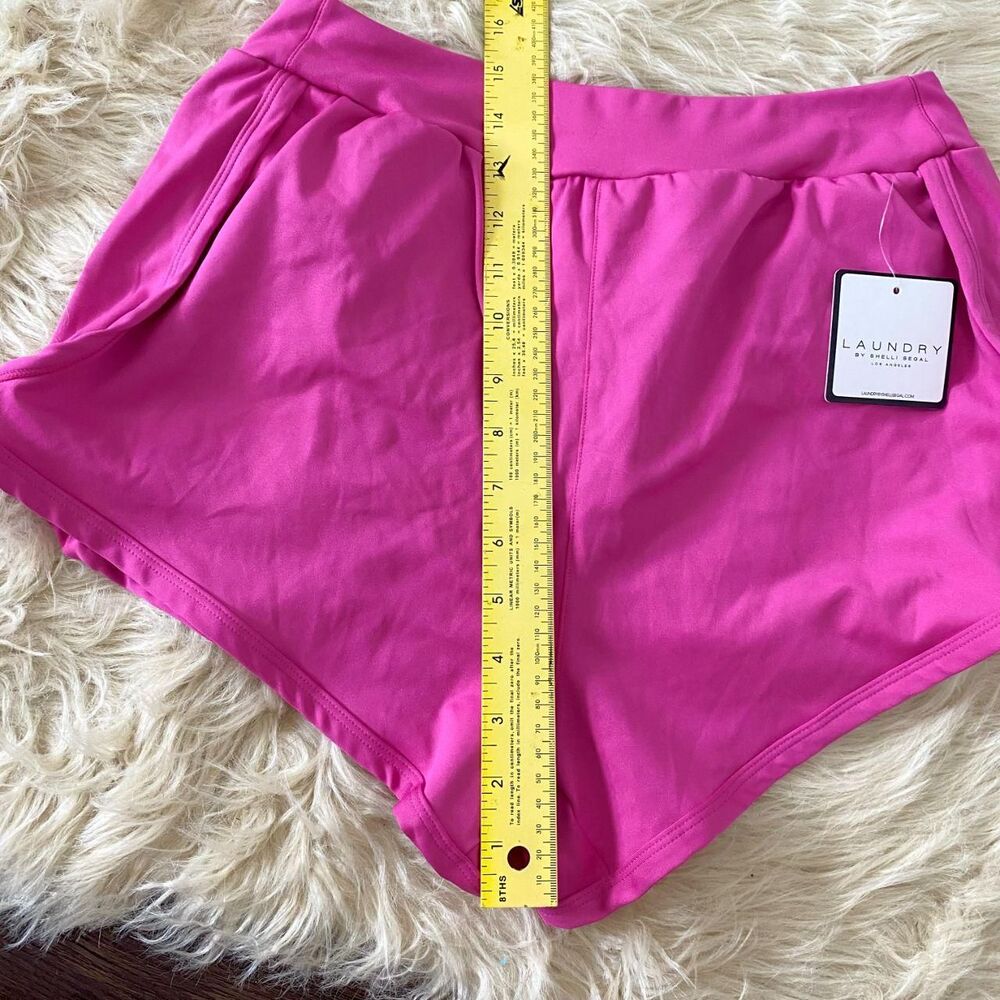 NWT Bright Pink High Rise Running Workout Shorts M Laundry by Shelli Segal - Picture 6 of 6